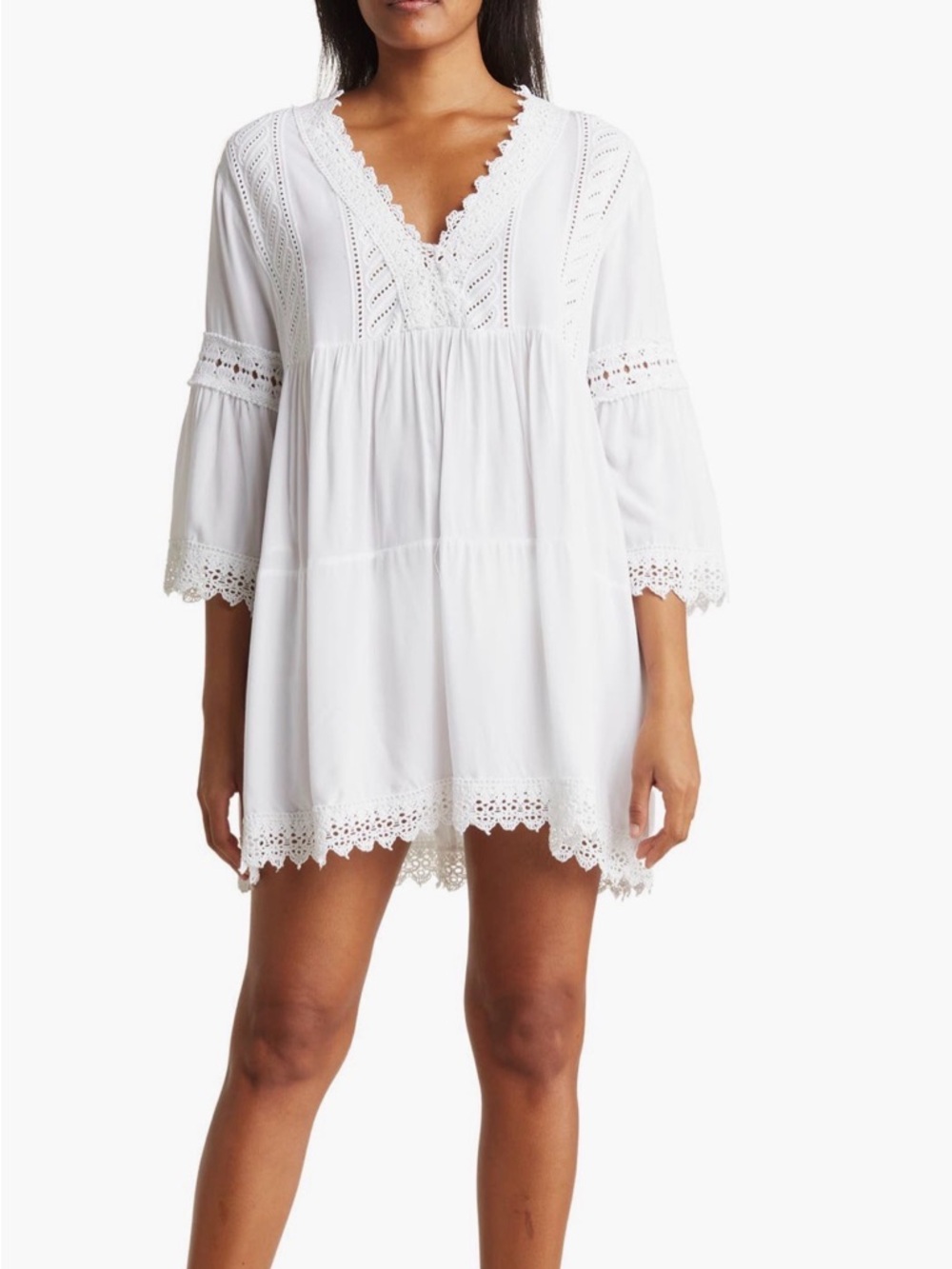 Boho Me Eyelet Lace Inset Tunic Coverup